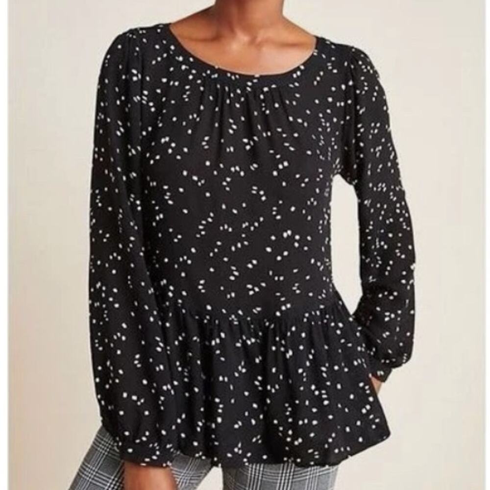 Anthropologie Maeve Womens Cheyenne Peplum Blouse Size M Boho Dark Romantic